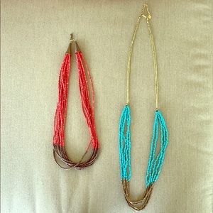 Authentic African bead necklaces Aqua Blue and Red